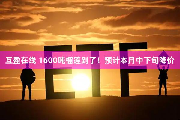 互盈在线 1600吨榴莲到了！预计本月中下旬降价