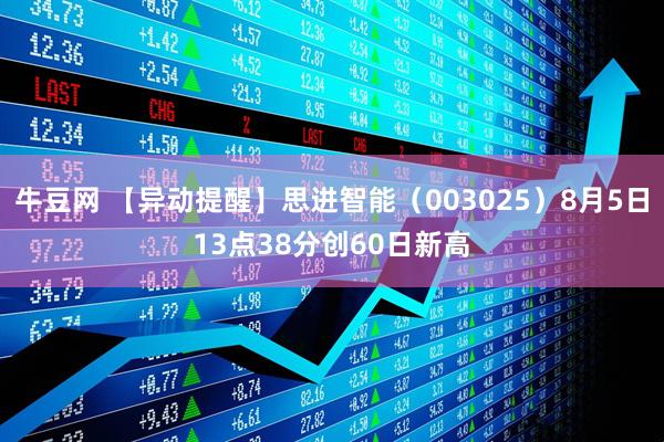 牛豆网 【异动提醒】思进智能（003025）8月5日13点38分创60日新高
