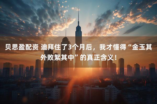 贝思盈配资 迪拜住了3个月后，我才懂得“金玉其外败絮其中”的真正含义！