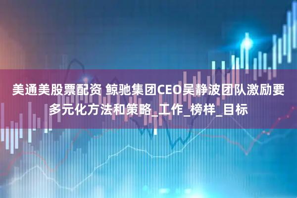 美通美股票配资 鲸驰集团CEO吴静波团队激励要多元化方法和策略_工作_榜样_目标